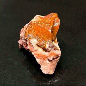 Mexican Fire Wish Bone Opal Specimen With A Fire Red Exterior & Blue Interior